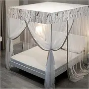 Canopy for Girls Bed Mosquito Net Princess Three Side Openings Post Romantic Lace Bed Curtain Canopy Netting Bed Net Canopy Bedding (Size: 150×200cm)