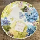 Shabby Chic Blue Hydrangea Butterfly FLORAL BLOOMS MELAMINE Dinner Plates Set 4