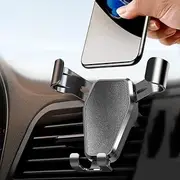 Secure & Stable Car Phone Holder for Air Vent - Upgraded Double Metal Hook, 360° Adjustable Anti-Shake Gravity Mount, Compatible with iPhone 15/Sa