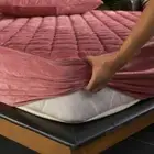 Velvet Quilted Thicken Mattress Cover Soft Plush Warm Bed Fitted Sheet Protector
