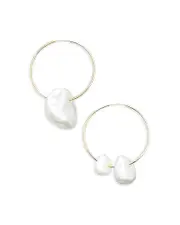 Cult Gaia Juno Cultured Freshwater Pearl Charm Hoop Earrings in Gold Tone