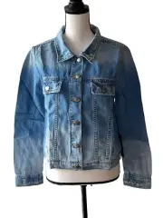 One Teaspoon Size S Blue Jane Rock N Rolla Linen Blend Denim Jean Jacket - New
