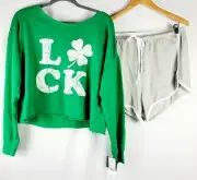 Grayson Threads St Patrick's Day Luck Pajama Shorts Set Shamrock Green Size XL