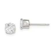 Sterling Silver 5mm Round Snap Set Laser-Cut Cz Stud Earrings