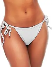 [TZLDN] Women's Tie Side Bikini Bottoms String Low Waist Bathing Swimsuit High Leg Cut Sexy Flattering Swimwear Swim Bottom