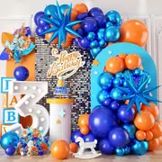 130Pcs Blue Orange Balloon Arch Set Suitable For Outer Space Theme Birthday Party Graduation Decoration Daily Decoration