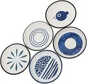 Mikinona 5pcs Japanese Ceramic Condiment Dish Sauce Holder Smooth Edges Stylish for Kitchen Dinner