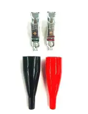 1 Pair of Mueller BU-24APS (+) Steel Grounding Clips w/ Red & Black Insulators
