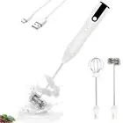 Double Whisk Milk Frother Handheld USB-C Rechargeable Electric Drink Mixer Wh...