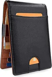 [VANANA] Wallets Mens RFID Blocking with Money Clip, Bi-fold Slim Leather Men Wallet Credit Card Holder
