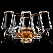 DUJUST Snifter Glasses Set of 6 (8oz), Crystal Whiskey Glasses with 24K Gold Leaf Flakes, Luxury Tasting Glasses for Brandy/Cognac/Bourbon/Tequila/Scotch, BPA-Free & Lead-Free