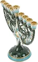 Levemolo Elegant Jewish Menorah Craft Candle Holder Delicate Metal Table Accessory Chanukah Decor Flickering Flameless Candles