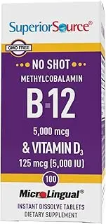 Superior Source - No Shot B12 5000 mcg. & Vitamin D 5000 IU - 100 Tablets