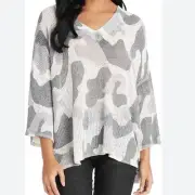 NWT Mud Pie White / Grey Scarlett Camo Sweater -Size M/L