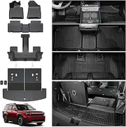 HOUCLEMIC Floor Mats for 2025 Hyundai Santa Fe, All Weather TPE Cargo Mat with Backrest Mat Interior Car Mats Protection for Hyundai Santa Fe Calligraphy Accessories (Fit Hybrid and Fuel) 2024 2025
