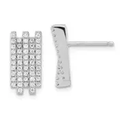 Sterling Silver Brilliant Embers Polished Cz Post Earrings