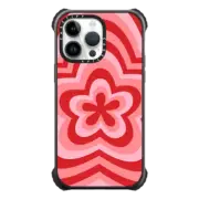 iPhone 14 Pro Max Ultra Impact Case MagSafe Compatible pink red retro flower power