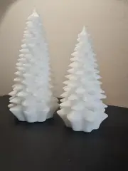 Set 2 Christmas Tree Candle Wax White Unused Unburned Frost & Sparkles Vintage