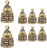 8 Pcs Retro Pattern Bells Metal Brass Hanging Bells Vintage Pendant Copper Bell for Home Decorations Crafts Ornaments Pendants for Keychain Christmas