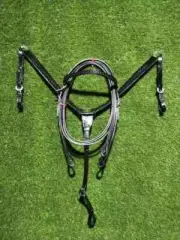 Black Leather Western Headstall & Breast Plate Collar Set Free Shipping.