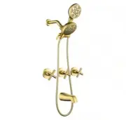 FLG Three Handle Tub and Shower Faucet with Valve Brushed Gold 88059BG
