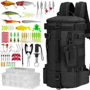 THKFISH 85Pcs Fishing Tool Kit, Fishing Backpack with Rod Holders and Fishing Ge