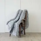 NNEDSZ Hand Knitted Chunky Blanket Thick Acrylic Yarn Blanket Home Decor Throw R