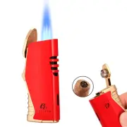 Galiner Windproof Cigar Torch Lighter Punch Triple Jet Flame Butane Refillable