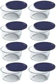 (8) Pack Pyrex 6017397 7 Cup Round Glass Food Storage Containers Bowls