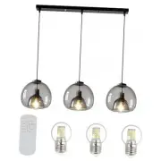 Modern Pendant Light 3 Lights Globe Smoky Grey Glass Pendant Lamps Black