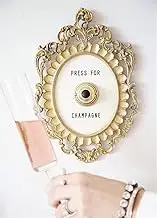 Press for Champagne Door Ring Bell, Ring Mini Press for Champagne Button, Champagne Themed Decor Wall for Party Christmas Home Bedroom Hotel (Functional)