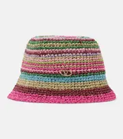 [Valentino] Valentino VLogo Signature striped crochet bucket hat UK 6 5/8 multicoloured