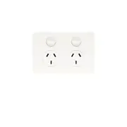 Hager WBHP2S Allure Series Double Powerpoint, Switchplug Combination, Gloss White
