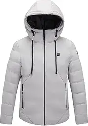 [Chengde] Double-Control Heating Coat, Heating Cotton-Padded Jacket, Electric Heating Down Jacket, Warm Cotton-Padded Jacket, USB Charging,Beige,XXL
