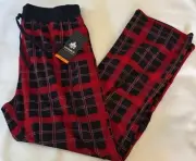 Fleece Pajama Pants Mens Medium Rainforest Red Plaid