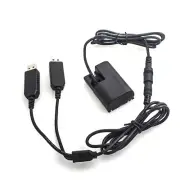 Dummy Battery Spring Power Adapter + Dual USB Cord For Canon LPE6 EOS 5D4 7D 6D