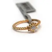 New DAVID YURMAN 18K Gold Small Starburst Ring with Diamonds Size 6