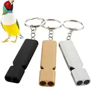 3 Pcs Birds Whistle Stainless Steel Training Training Flute Pet Behavior Training Tool for Pigeons Doves Parrot (Black, Gold, Silver)