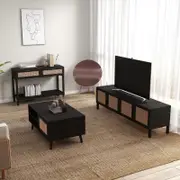 Casa Decor Tulum Rattan 3 Piece Living Room Set Black