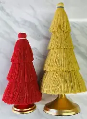 (Set Of 2) Opalhouse Tessle Christmas Trees 12”& 9” Tall With Antique Gold Base