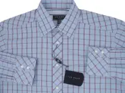 NEW Handsome Ted Baker of London Shirt! 16 - 34 35 Blue with Red & Navy Plaid