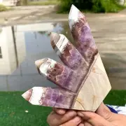 1.17LB Natural Amethyst Banded three point tower Crystal Healing chakra