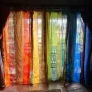 50 Pc Old Sari Multi Color Curtain Door Drape Window Decor Silk Saree Curtains