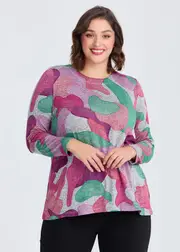 [Virtuelle] Taking Shape Bamboo Mosaic Abstract Cosy Top Size 16 in Print - Plus Size Women's Tops & T Shirts Print