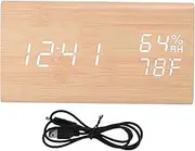 Triangular Wooden Digital Clock Time Date Temperature Humidity LED Alarm Light Wood Clock for Home Office Decor