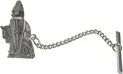 [Kiola Designs] Silver Toned Ancient Knight Tie Tack, Silver