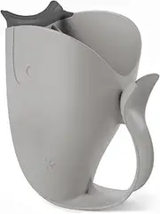Skip Hop Moby Waterfall Bath Rinser & Tear-Free Rinse Cup, Soft Edge, One-Handed Pouring, Phthalate-Free, Grey