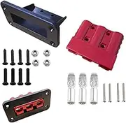 KUGONTC 1Set Red 3pin 50amp Anderson Plug &Flush Mount Holder,Electric Forklift Charging Plug Cable,3 Pole 50A Battery Quick Connector,Jumper Cable Connector for Control Box DCDC Charger DCDC Wiring
