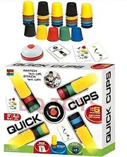 Quick Cups Game for Kids – 2–6 Player Speed Stacking Toy with 30 Cups (6 Sets of 5 Colors), 24 Picture Cards, Bell & Instructions | Color Sorting Tabletop Game | Montessori-Inspired Educational Gift