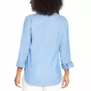 NWT Orvis Women's Long Sleeve Linen Blend Top Size S, Sky Blue $50 2B218
